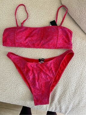 Kendall & Kylie Pink Zebra-Print Bikini Set- XL